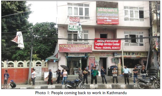 People coming back to work in Kathmandu